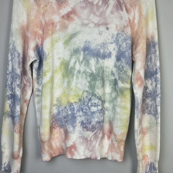 Rails Venus Cashmere Cotton Ribbed Sweater in Rainbow Tie Dye Long Sleeve Top XS - Picture 11 of 16